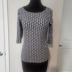 Saint James Navy and White Long Sleeve Top